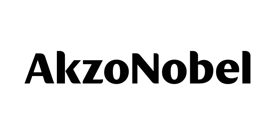 Logo von AkzoNobel, dargestellt als klarer schwarzer Schriftzug mit markantem Großbuchstaben-N im Zentrum.
