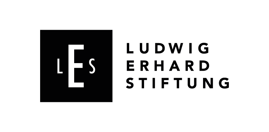 Logo der Ludwig-Erhard-Stiftung: schwarzes Quadrat mit weißen Initialen ‚LES‘ links, daneben der Schriftzug ‚Ludwig Erhard Stiftung‘ in klarer, moderner Typografie.
