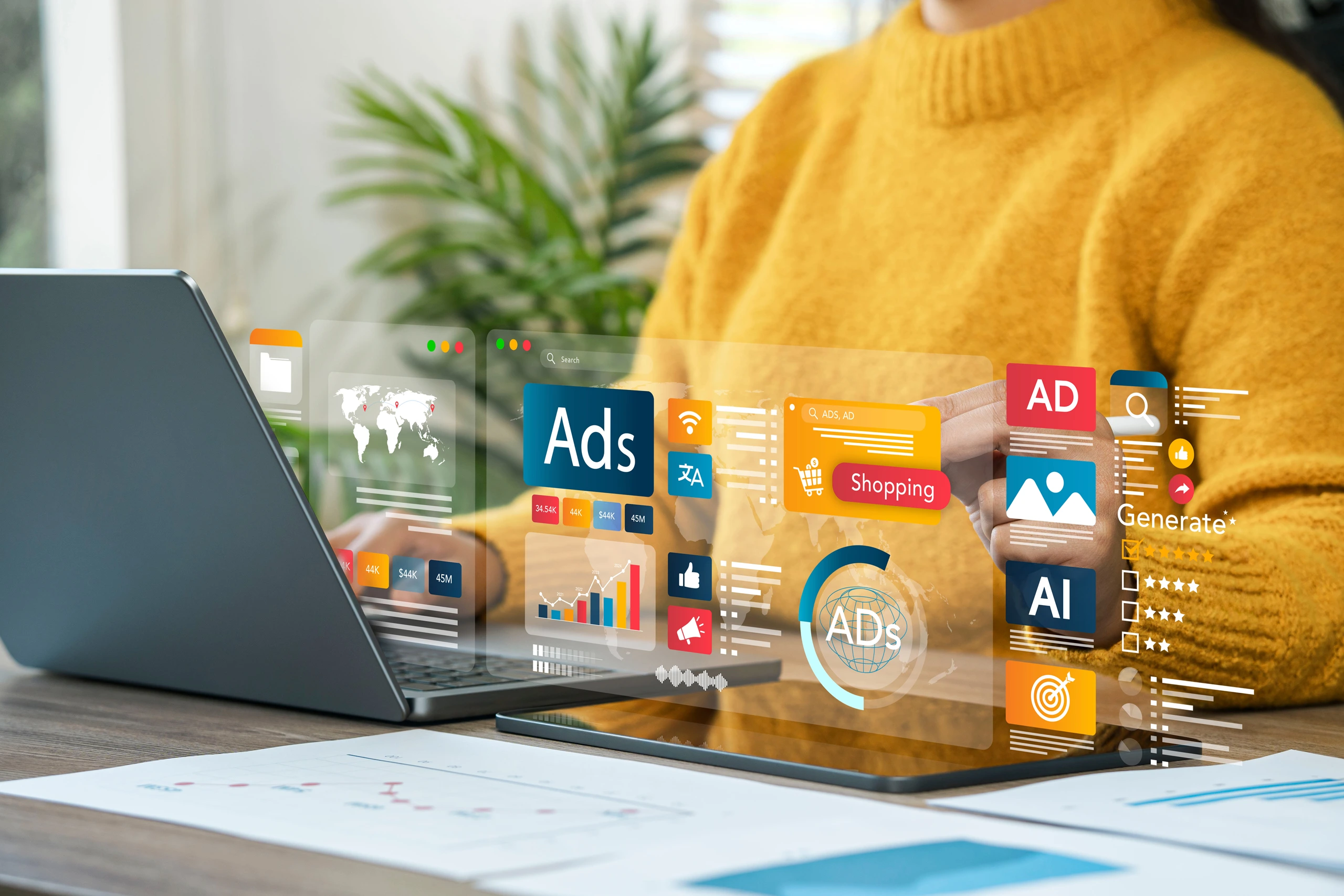 Person am Laptop bei der Planung von ChatGPT Ads für KI-gestützte Werbung und gezieltes Performance-Marketing.